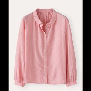 Poetry Pink cotton, kapok and linen striped button up blouse. Size 4- like new!